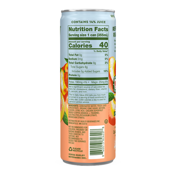 Huxley Peach Energy Refresher Nutrition