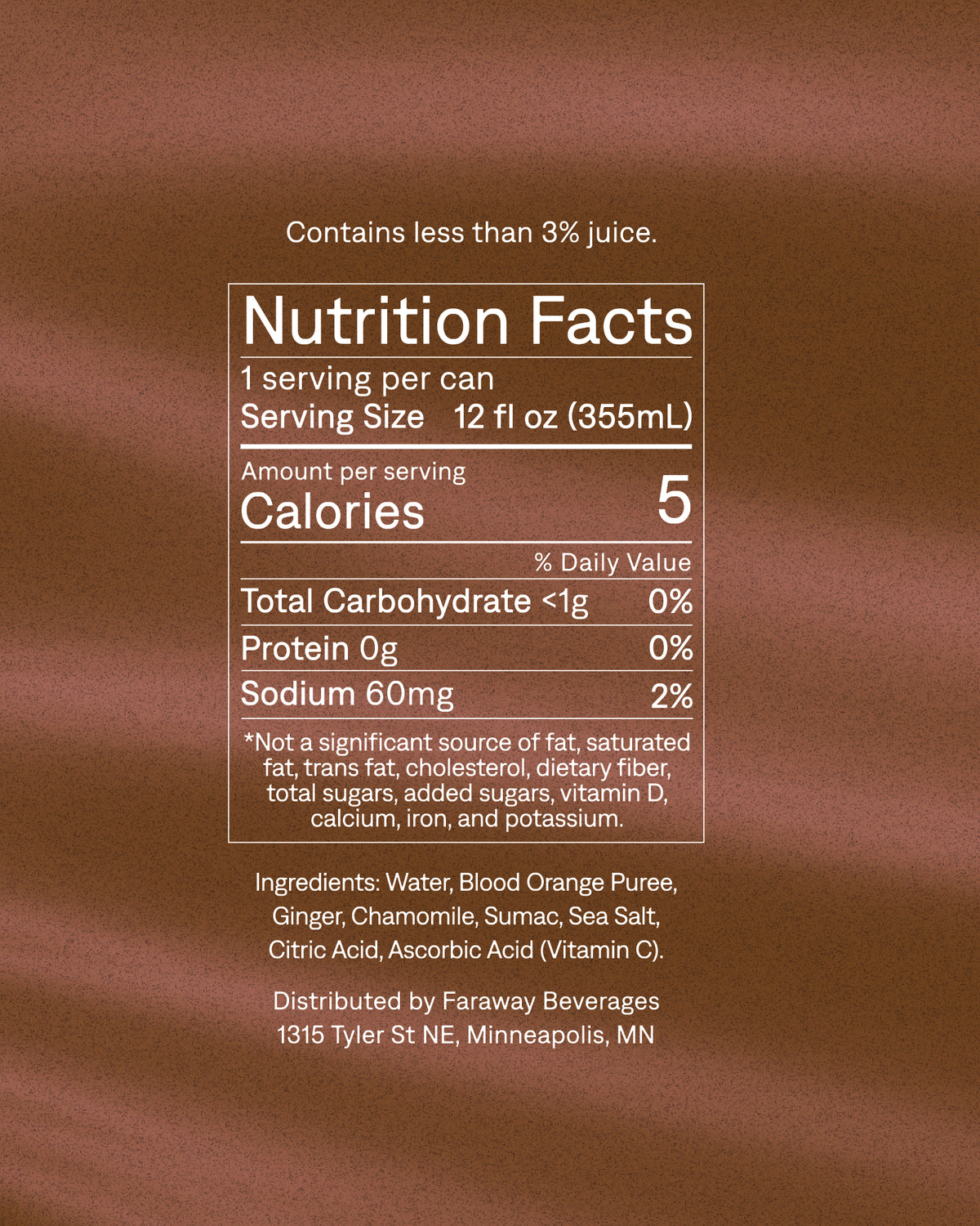 Sauna Water Forest Fields nutrition facts