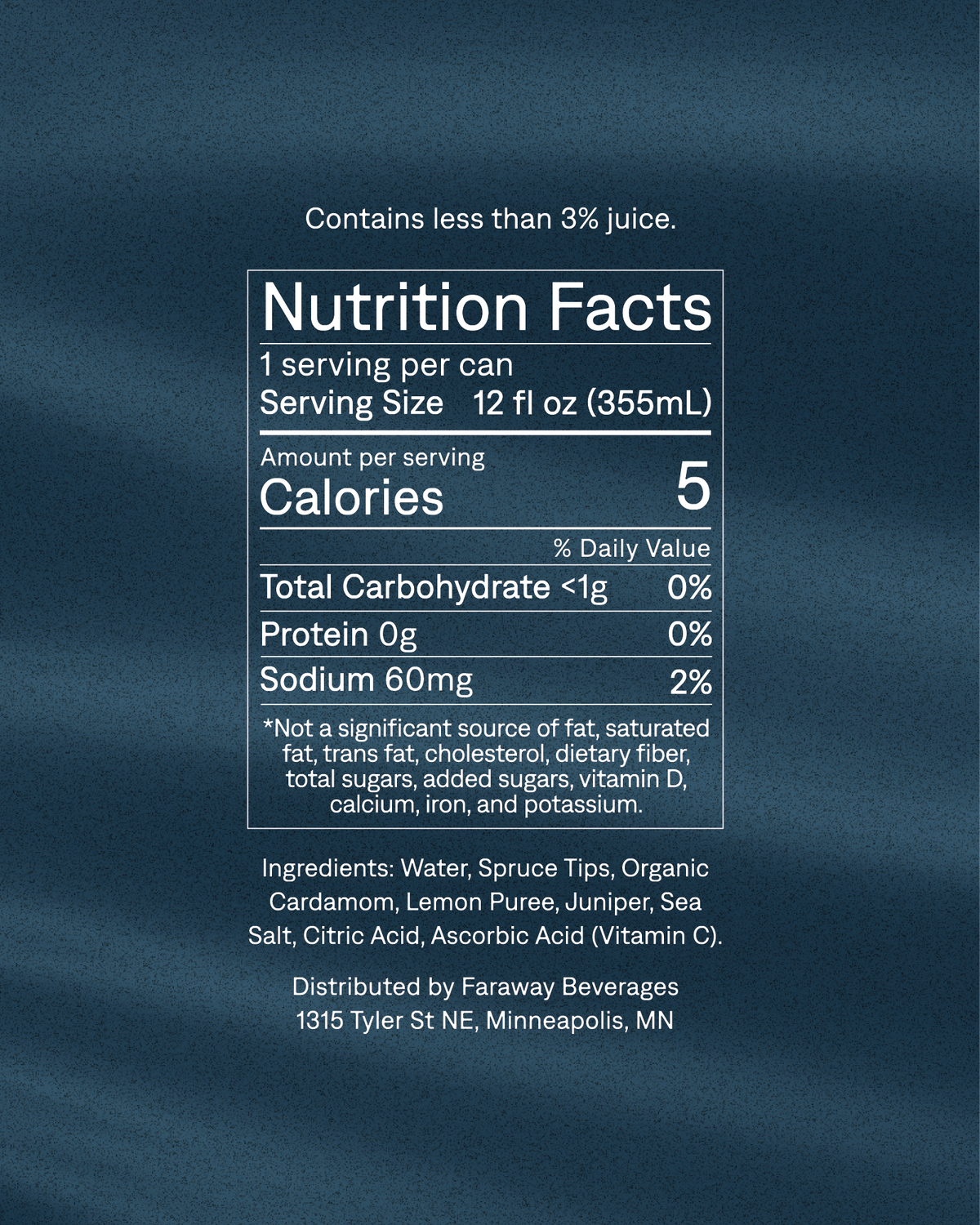 Sauna Water Nordic Spruce Nutrition Facts