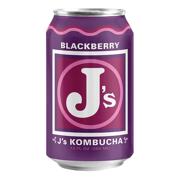 J's Kombucha, Blackberry Kombucha 12 oz can, St. Paul, Minneapolis, Minnesota