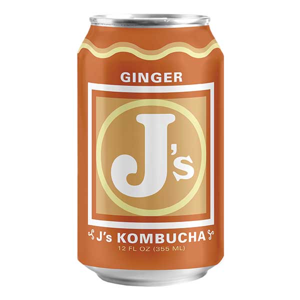 J's Kombucha, Ginger Kombucha 12 oz can, St. Paul, Minneapolis, Minnesota